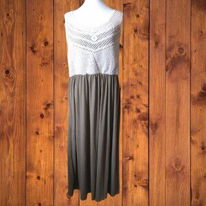 Cal Style Women's XL Sleeveless Crochet Top Dress Maxi Made in USA NWT